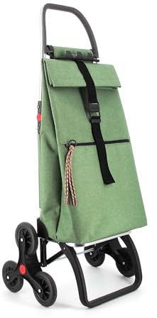 Klappbarer Einkaufstrolley Rolser Big Tweed 6 Räder Treppensteiger - Grün