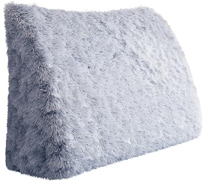 VERCART Kopfende Großes Rückenkissen, Bequemes Lesekissen und Rückenteil im Bett, 2 in 1 Rückenlehne und Kopfkissen, Langes XXL Kissen für Sofa, Couch, Wand und Polster Plüsch Grau Blau 80cm