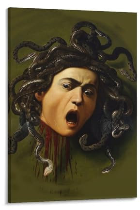 PURRCOCO Medusa Caravaggio, Barock-Maler-Poster, Kunstdruck, Wandfoto, Malerei, Poster, hängendes Bild, Familiendekoration, 20 x 30 cm