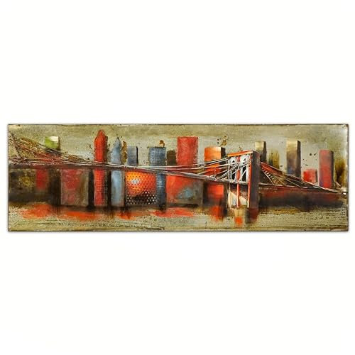 SEART Großen Metallbild 3D 100% Recycling Stadt New York USA Brooklyn Brücke 180x56cm