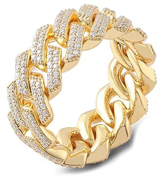 Personalisierter Ring Herren, Herren Ringe In Gold 14K Gelbgold Kette Größe 57 (18.1) Moissanit Rundschliff D Farbe Gravur Für Valentinstag
