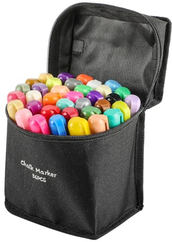 MaxGear Liquid Chalk Markers, 6mm Reversible Bullet and Chisel Tip, 36 Pack