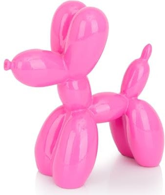 AMOIENSIS Ballon-Hunde-Skulptur, 10 cm, lebendige kleine Dekoration für Regal, Schreibtisch, Tierstatue, Schnickschnack-Heimdeko, Pink