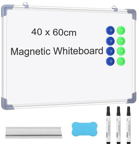 Whiteboard Magnetisch 40x60cm Whiteboard Magnettafel Aluminiumrahmen Schreibtafel Mit Stift, Magneten, Stiftablage Und Tafelradierer FüR Schule, Zuhause Und BüRo