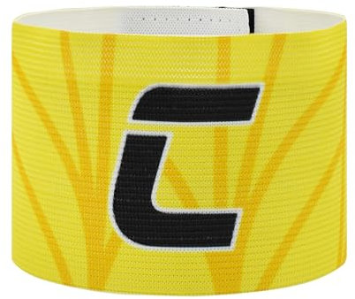 VerteLife Klassische C Kapitänsbinde für Fußball, Unisex Kapitäns Armband Einstellbar Kapitänsbänder Elastisch Kinder & Erwachsene Armbinde Sportmannschaften Zubehör - Erwachsene,Gelb