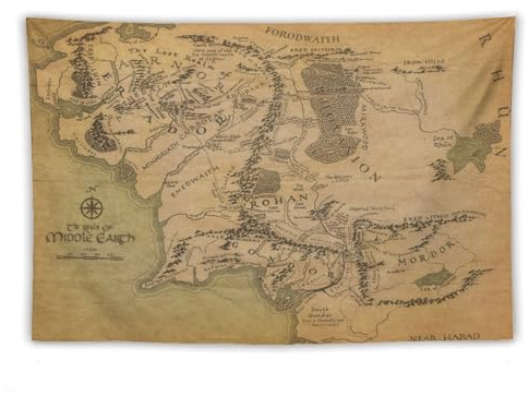 Mittelerd-Karte vom Herr der Ringe Poster (7) Wandteppich, Kunstdruck, Wandbild, Foto, Farbe, Tapisserie, hängendes Bild, Familie, Schlafzimmer, Dekoration, Geschenk, 101,6 x 152,4 cm