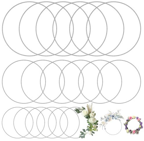 CJBIN 18 Stück Metallringe Zum Basteln, 10cm 15cm 20cm Metallring, Traumfänger Ringe, Dekoring Metall für Aufhängen Drahtringe zum Basteln Makramee Ring Floral Hoop Hochzeitskranz