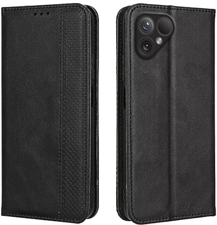 EASSGU Handyhülle für Smartphone, Compatible with Fairphone 5 (6.46 Inches) Flip Folio PU Leder Magnetschalter Schutzhülle, [3 Kartenfach] [1 Wallet] Stand Case - Schwarz