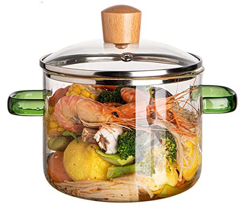 SMBAOFUL Cacerola de Vidrio con asa de Tapa, Olla de Vidrio Transparente Resistente al Calor, Olla para Pasta, Utensilios de Cocina, Olla Transparente calentable para el hogar, Cocina, Restaurante, B