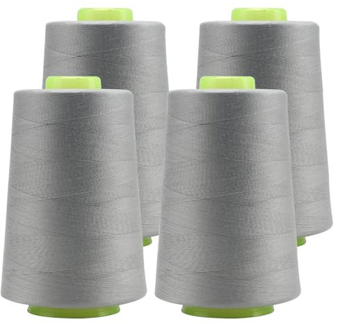 FOGAWA 4 rotoli * 5000 yards Rocchetti di filo da cucito 40S/2, Filato da cucito universale poliestere filo da cucito a mano Filo da cucire per Cucito, Quilting, Patchwork(Grigio chiaro 3021)