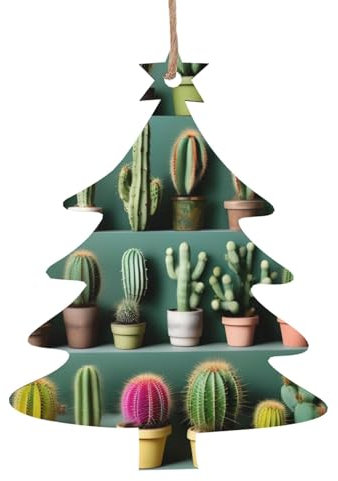 Molti cactus stampa artistica ornamenti in legno decorazioni per albero di Natale ornamenti per albero di Natale regalo casa festa