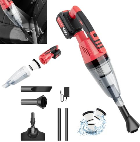 Hand Held Vacuum Cordless Car Vacuum Cleaner, 5500PA Powerful Suction Handheld Vacuum Cleaner Portable Mini Vacuum Cleaner, Rechargeable Car Hoover with 2200mAh Battery, LED Light, HEPA Filter