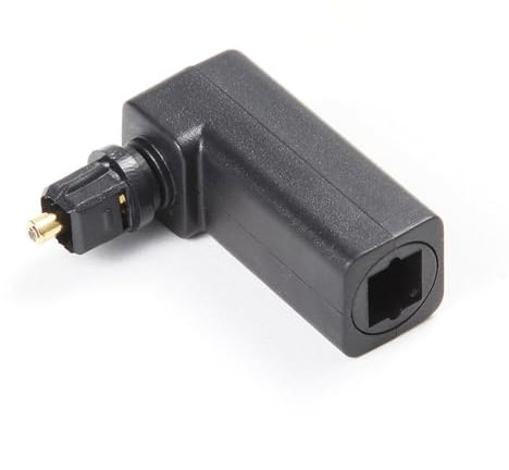 Jrifedptry Toslink - Adaptador de cable de audio óptico de 90 grados macho a hembra, ángulo recto, 360 grados que gira para PC, TV, DVD, cable óptico estéreo