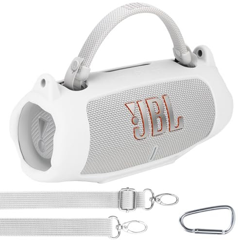 Lebakort Housse en Silicone pour JBL Charge 6 Enceinte Portable (Blanc)