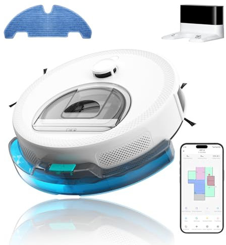 OKP L6 Aqua Robot Vacuum Cleaner, 6000Pa Suction, Anti-Tangle System, dToF Laser Navigation with Position Sensors, App & Alexa Control, Robotic Vacuum with Mop, 3-in-1 Sweep and Mop Robot for Pet Hair