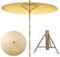 XUQQU 2.0m Japanese Handmade Oil Paper Umbrella, Retro Chinese Style Garden Parasol, Outdoor Terrace Beach Umbrella, With Base, Multiple Colors Available(Light yellow)