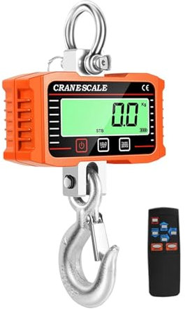 Balance à grue numérique 1000 kg avec écran LCD, portable, électronique, robuste, crochet de grue, qualité industrielle Clair et convivial(Orange)