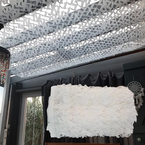 Filet de Camouflage Blanc 6X12m 210D Tissu Oxford Voile d'ombrage Camouflage Net Militaire pour Parasol extérieur Camouflage de Chasse décoration de fête Housse de Voiture