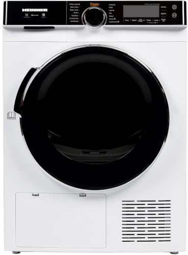 HEINNER HHPD-M9K3A+++ Wärmepumpentrockner – 9 kg Fassungsvermögen, Energieklasse D, LED-Display, Sensor-Trocknung, 15 Programme, schonende Trocknung, Weißes Design, 5 Jahre Garantie