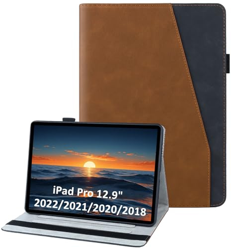 laddutoi Cover per iPad Pro 12.9 Pollici 2022/2021/2020/2018, Arancia | Custodia per iPad Pro 12.9 6/5/4/3 in PU Pelle, Supporto Stand, Slot per Schede, Protettiva Flip Folio Tablet Cover Case