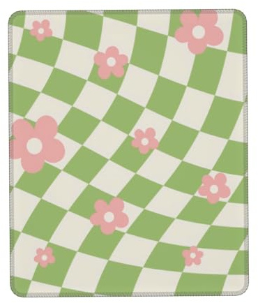 HLBSDM Tapis de Souris Vertical à Carreaux Verts et Roses, Motif Floral, Souple, en Caoutchouc, Bords verrouillables, Plusieurs Tailles, Format 7,9 x 9,5 Pouces.