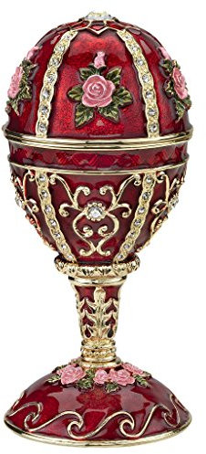 Design Toscano The Russian russische Rosette Rose im Romanov-Stil emailliertes Ei, Tin, rot, 5 x 5 x 12.5 cm