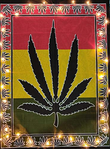 ICC Marihuana Leaf Poster Flagge Topfblatt Rasta Blätter Topfblatt Ganja Laub Wandteppich, Marihuana-Blätter-Motiv, 30 x 40 inMehrfarbig 2