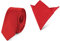 Ladeheid Herren Schmale Krawatte & Einstecktuch Set SP/P (150cm x 5cm, 22cm x 22cm, Rot)