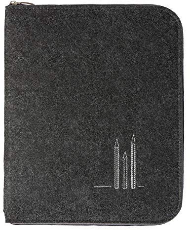 luxdag Schreibmappe aus Filz mit Reißverschluss A4 (Farbe & Bestickung wählbar) - Mappe für Schreibblock, Dokumente, Visitenkarten, Stifthalter - Organizer für Business, Uni & Büro