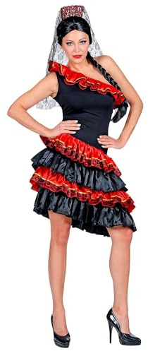 W WIDMANN MILANO Party Fashion - Spanische Senorita Kostüm | 2-teilig mit Kleid und Kopfschmuck mit Schleier als Flamenco Tänzerin, für Karneval und Mottoparty