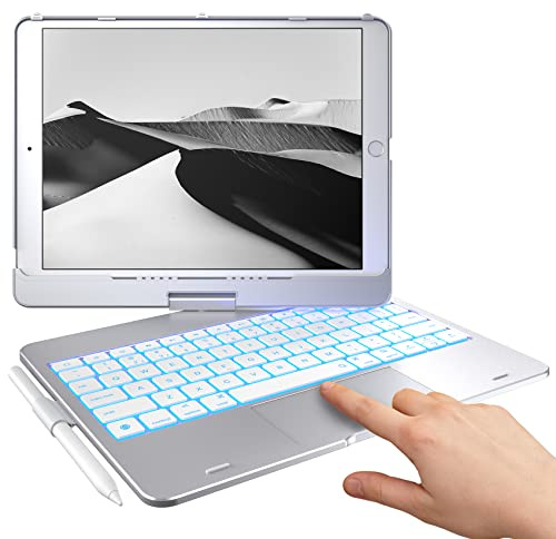 typecase - Custodia touch con tastiera per iPad di 9a generazione (10,2 pollici, 2021), Trackpad multi-touch, retroilluminazione a 10 colori, 360, sottile e leggero, iPad di 8a generazione (2020), 7a
