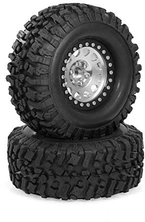 Goolsky 2 STÜCKE High Grip 2,2 Zoll RC Gummireifen Legierung Beadlock Felgen Rad Upgrade Teile Kompatibel mit Traxxas Hsp Redcat Rc4wd Tamiya Axial scx10 D90 Hpi RC Crawler