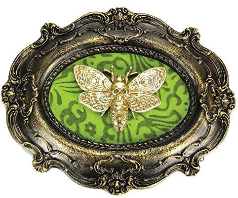Nemesis Now Baroque Framed Moth Wall Plaque Motten-Macabre Barock-Rahmen-Wandplakette, Motiv Death's Head, Polyresin, Bronze, Einheitsgröße