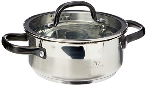 BERGNER Q3229 Casseruola 20x8.5cm 2l c/Coperchio Acciaio Inossidabile, induzione, Vita Infinity Chefs, Titanio