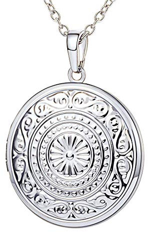 U7 Damen Locket Vintage Sonnenblume Halskette Herren Runde Anhänger Medaillon zum Öffnen mit Foto Amulett Freundschaftskette Modeschmuck für Geburtstag