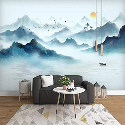 BYSQX Fototapete Tapisserie Tapete Berge Wasser Natur Landschaft Vlies Tapete Moderne Wanddeko Tapeten Design 3D Wandtapete Wohnzimmer Schlafzimmer Wand Dekoration Wandbilder 350X256Cm