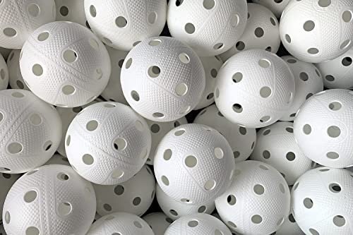 Fat Pipe Floorball Ball Set 24 Stück Team Edition - Unihockey Trainingsball Wettkampfball IFF geprüft - Lochball Ø 72 mm weiß - offizieller Spielball aus PE Kunststoff