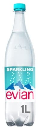 Evian Sparkling Natural Mineral Water, 1L