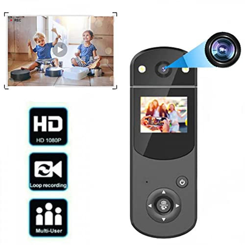 Mini videocamera Digitale Portatile, Telecamera Tascabile per vlogging, Registrazione nottruna, 16mp 1080P HD,MP3, Schermo 1,5, Ingresso Scheda SD, Ricarica USB Fotocamera per Selfie