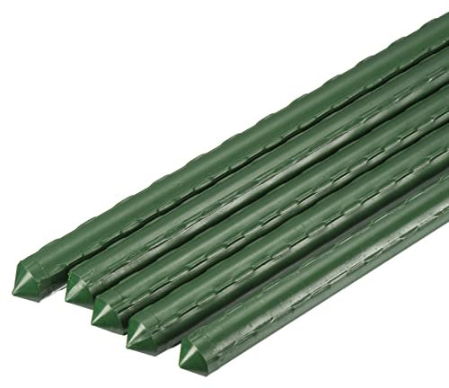 sourcing map Garden Plant Stakes 0.63 Dia Plastic Coated Steel Tube Plant Sticks for Natural Climbing Plants Support Green Pack of 10