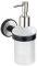 WENKO UV-Loc Seifenspender Udine, nachfüllbar, 200 ml Spender aus satiniertem Glas, gebürstetem & schwarz matt lackiertem Edelstahl zur stressfreien Befestigung ohne zu Bohren mit UV-Loc® Klebesystem