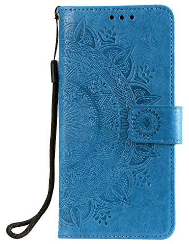 Samsung Galaxy A14 Case, Protective Samsung Galaxy A14 5G Wallet Phone Case Flip Shockproof PU Leather Card Holder Mandala Magnetic Stand Cover for Samsung Galaxy A14 4G/5G, Blue