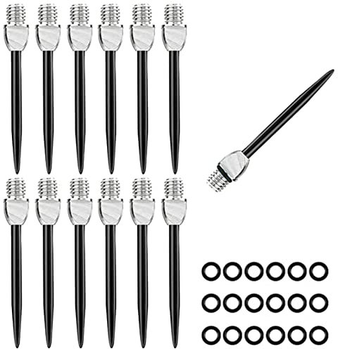 HERZWILD dartspitzen Dart gummiring - stahlspitzen metallspitzen steeldart (Sliver+schwarz)