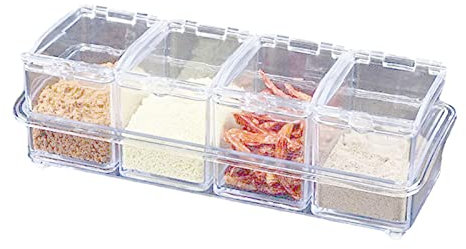 4 Pièces Class Kitchen Gourmet Spice Case Condiment Jar Set, Assaisonnement Box Condiment Pots Bols de Service et Soupières