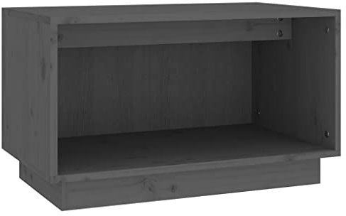 vidaXL TV Cabinet in Sophisticated Grey - Sturdy and Stable Frame, Made with Solid Pine Wood featuring ic Design, Ample Storage Space, Enhancing Room Decor – Ideal for Living Room/Bedroom Use.