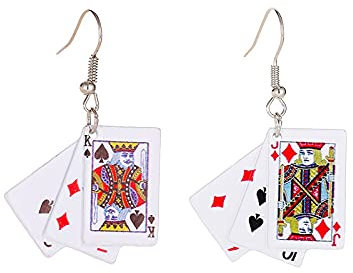 Einfache Emaille-Spielkarten-Ohrringe, modisch, Poker, Metall, baumelnder Ohrring für Frauen, Party-Ohrzubehör, Schmuck, Ohrringe, Geschenke, Zink, Amazonit