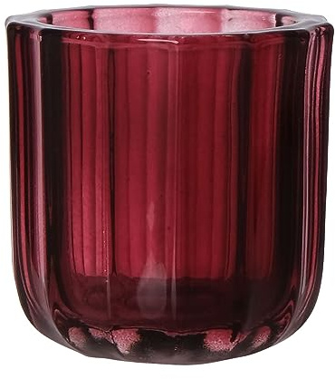 INNA-Glas Maxi Teelichtglas Kensie, rotbraun-klar, 9,4 cm, Ø 9 cm | breite Rillen - Kerzenglas