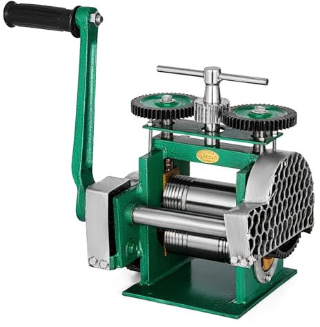 CYTBEK Manual Rolling Mill Machine, 3 Roller Manual Combination Rolling Mill Flatten Machine, Jewelry DIY Tool & Equipments Gear Ratio 1:6 for DIY Jewelers Craft professional (Roll presser: 85mm)
