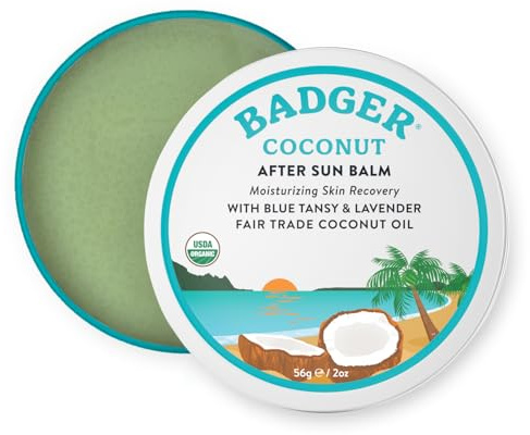 Badger Organic Coconut AfterSun Balm, Cooling & Moisturizing, 2 oz Tin