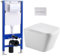 Hänge WC Toiletten Vorwandelement WC Set Komplett, Toilette mit Unterputz Spülkasten, Glänzende Chromfarbe WC Drückerplatte Betätigungsplatte, Wand WC mit Soft-Close Absenkautomatik UF Deckel